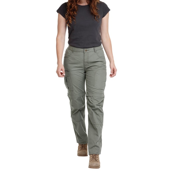 bushman women's pants with detachable legs khaki