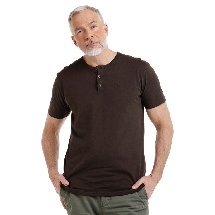 bushman men´s t-shirt henley dark brown