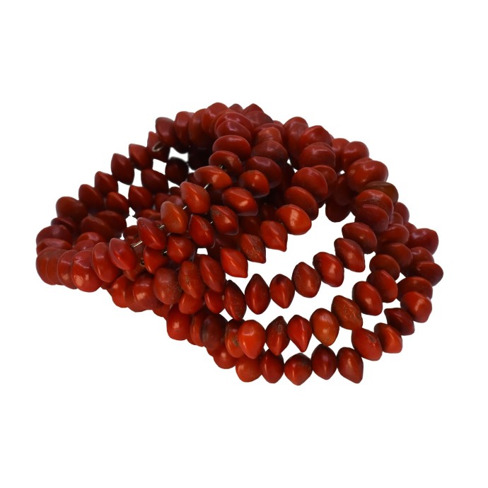 bushman hand made bracelet pearly red