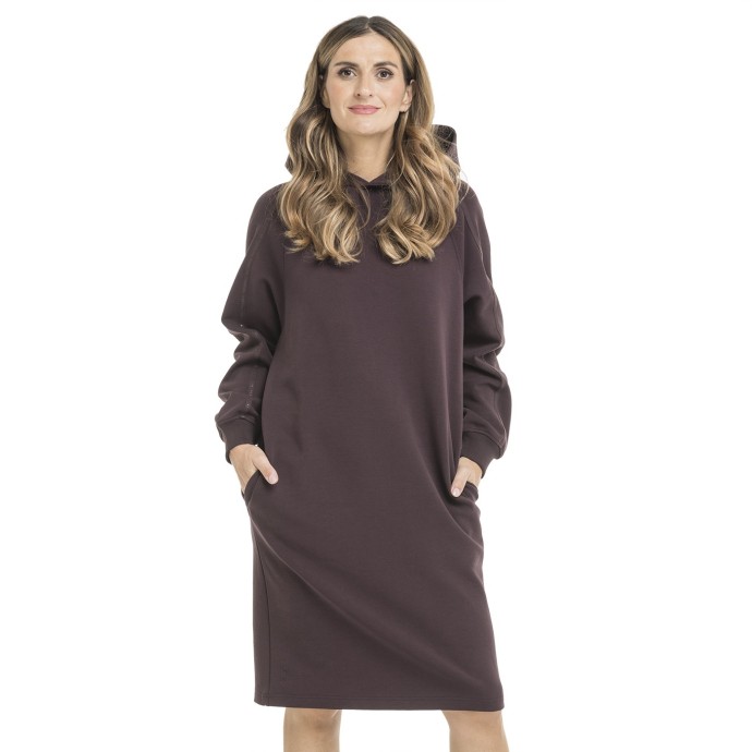 Bushman women's long dress with hood Katla burgundy