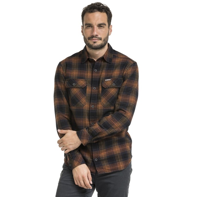 bushman men´s flannel shirt black and orange