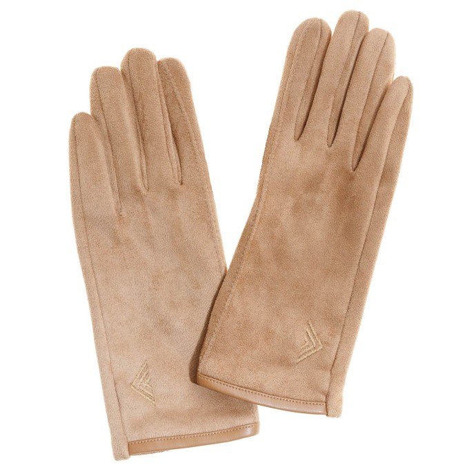 bushman Soft women's gloves made of polyester with touchscreen control points sandy brown