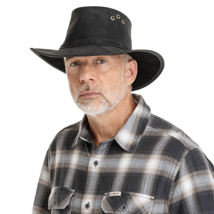bushman leather hat black