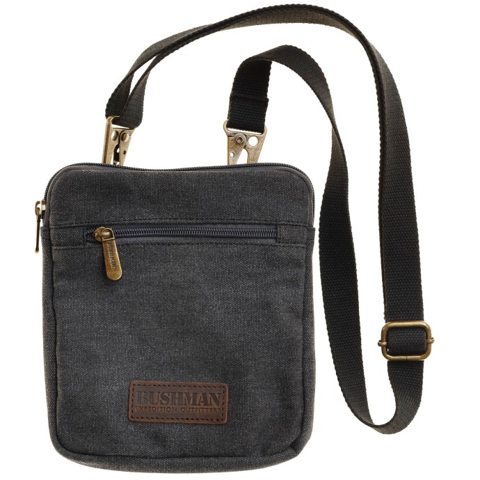 Bushman small canvas bag with leather details black
