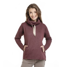 bushman Women's warm sweatshirt with pull-down turtleneck Burgundy