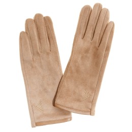 bushman Soft women's gloves made of polyester with touchscreen control points sandy brown